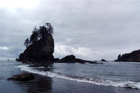 Beautiful Panoramic View Of Sandy Beach On Pacific Ocean Coast Stock