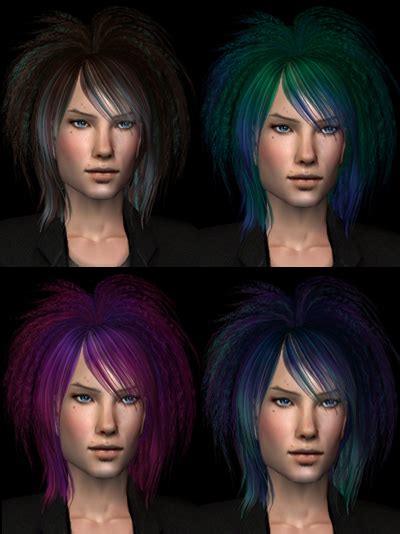 Four Different Colored Hair Styles For The Face And Head Each With