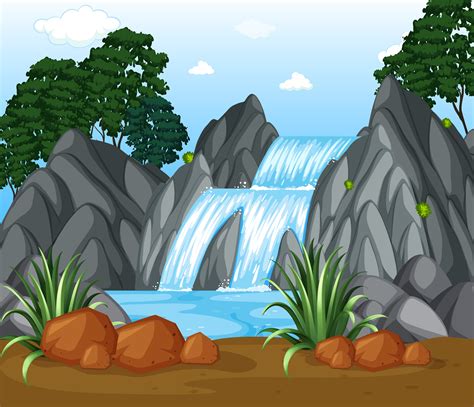 Waterfall Background Drawing