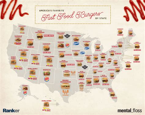 Bi says they looked at which chains received the most visits on average per location in every state based on the total number of visits to each chain divided by the number of locations in. A Map of the Most Popular Fast Food Burgers in Every State