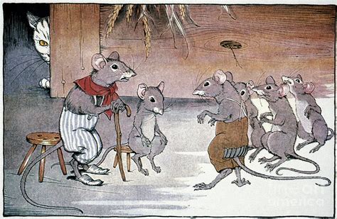 The mice once called a meeting to decide on a plan to free themselves of their enemy, the cat. Belling The Cat Photograph by Granger