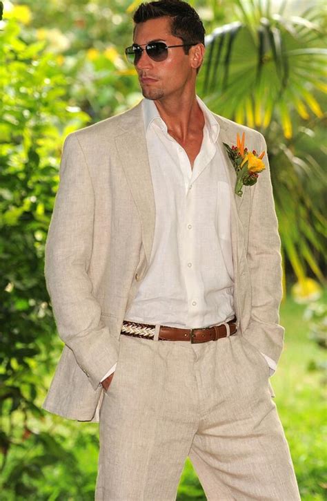 Mens SuitsBeige Linen Suits Beach Wedding Suit Groomsman Etsy