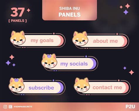 Shiba Inu Panels Cute Twitch Panels Purple Redcoral P2u Digital