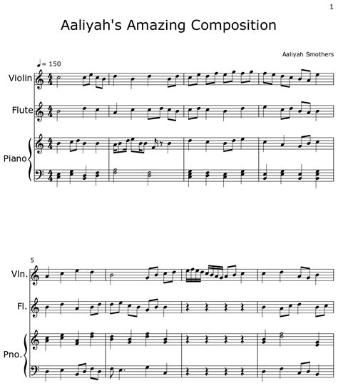 Aaliyahs Amazing Composition Sheet Music For Violin Flute Piano