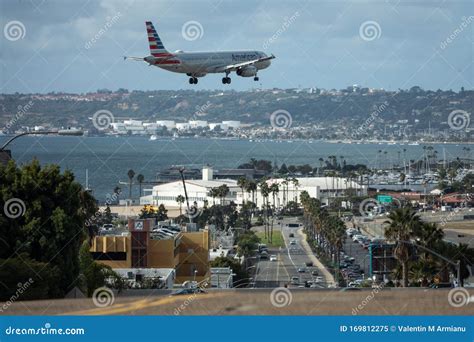 Jet Aircraft On Landing Approach At San Diego Editorial Image Image
