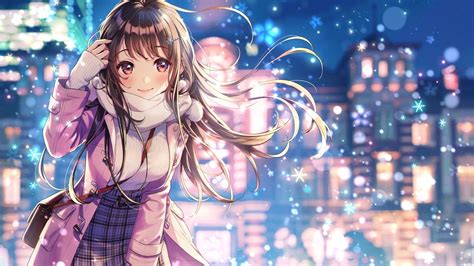Download 1920x1080 Beautiful Anime Girl Coat Smiling