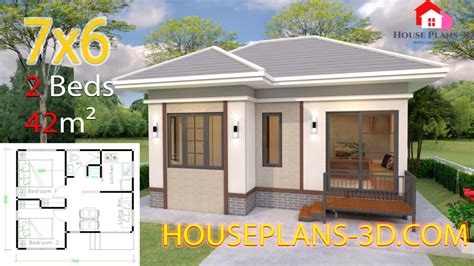 House Plans Design 7x6 With 2 Bedrooms Hip Roof House Plans 3d