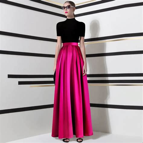 24 Colors Women Plus Size Satin Pleated Ball Gown Maxi Skirts High Waist Skirt Ladies 3xs 10xl
