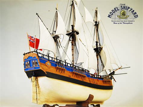 Hms Endeavour Wooden Scale Model Ship Stern View The Model Shipyard