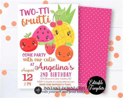 Two Tti Fruitti 2nd Birthday Welcome Sign 11x14 Printable Etsy Italia