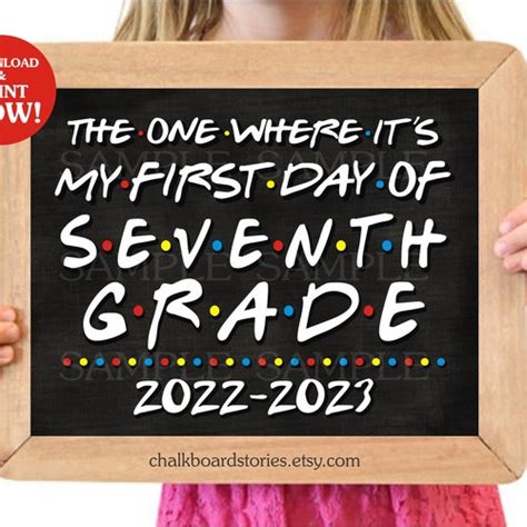 First Day Of School Sign First Day Of Seventh Grade Sign Etsy