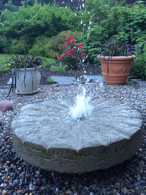 Hyper Tufa Millstone Fountain Water Features In The Garden Patio