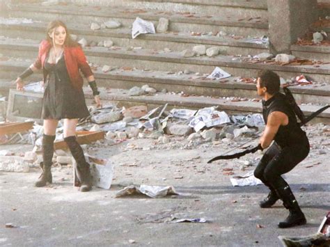 Elizabeth Olsen On The Avengers Age Of Ultron Set Photos 05 Gotceleb