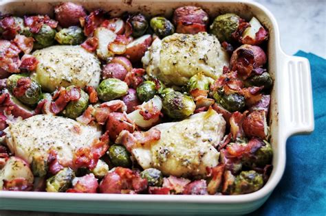 Ranch Baked Chicken Thighs With Bacon Brussels Sprouts And Potatoes