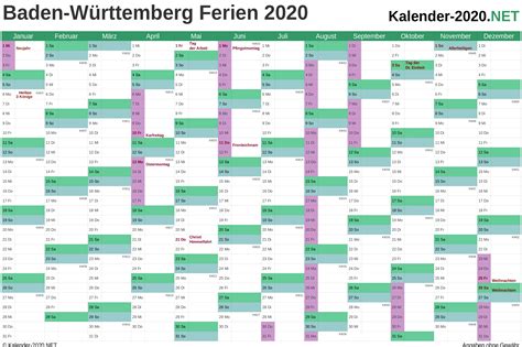Ferien Baden Württemberg 2020 Ferienkalender And Übersicht