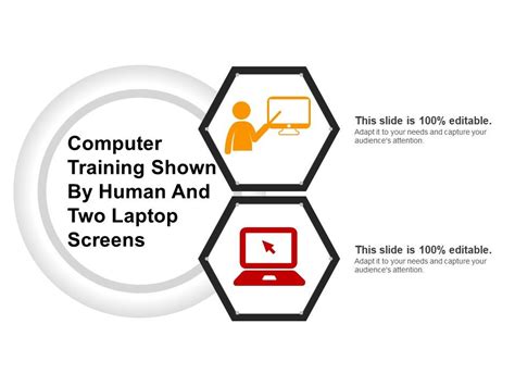 Computer Training Shown By Human And Two Laptop Screens Templates