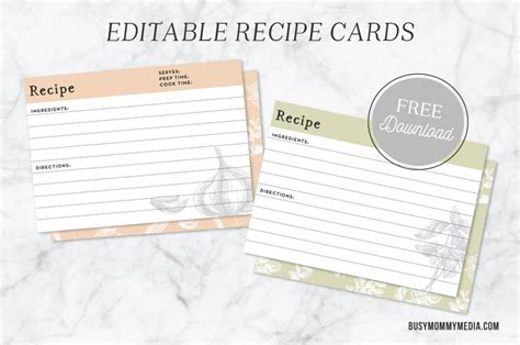 Free Editable Recipe Card Template For Word