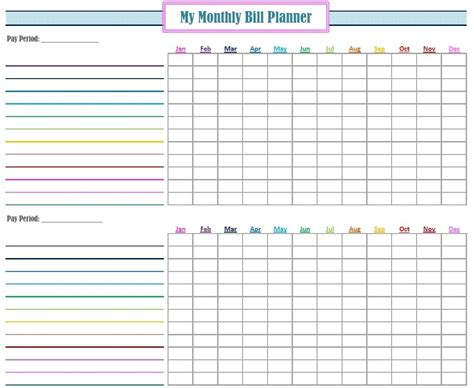 Blank Printable Monthly Bill Organizer Calendar Inspiration Design