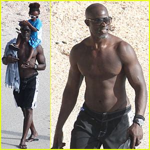 Djimon Hounsou Shirtless In St Barts Celebrity Babies Djimon Hounsou Kenzo Lee Hounsou
