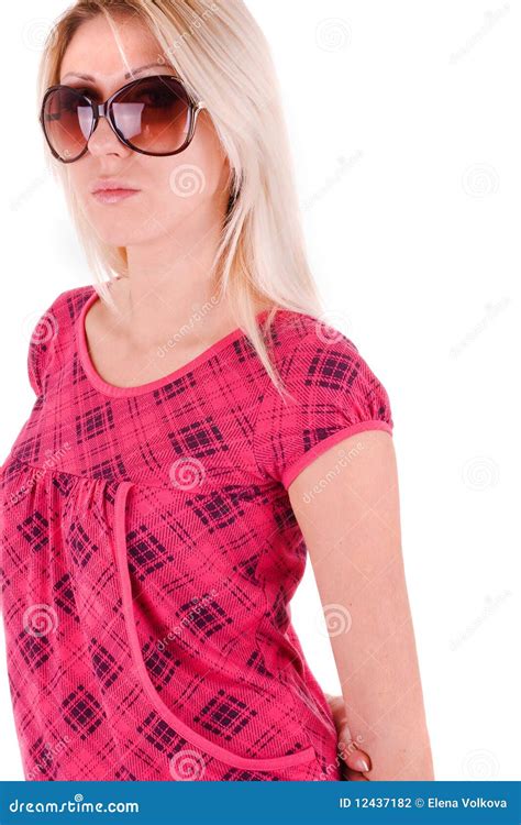 Blonde In A Pink Dress Stock Photo Image Of Pink Pose