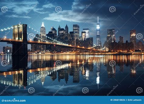 Nighttime Cityscape With Illuminated Buildings Stock Photography