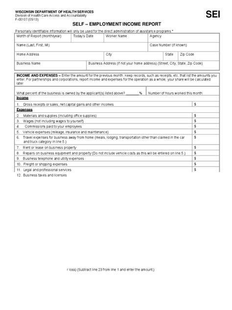 Self Employment Income Form 2 Free Templates In Pdf Word Excel Download