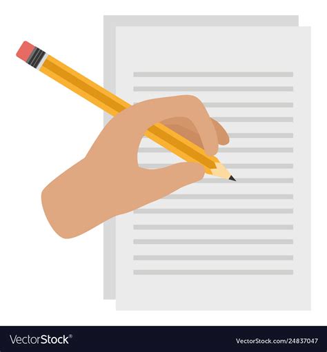 Hand Writing With Pencil In Paper Royalty Free Vector Image