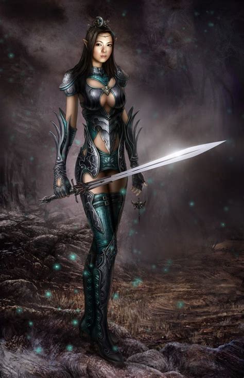 The Female Elf Warrior By Eugene Kim Fantasy Female Warrior Warrior