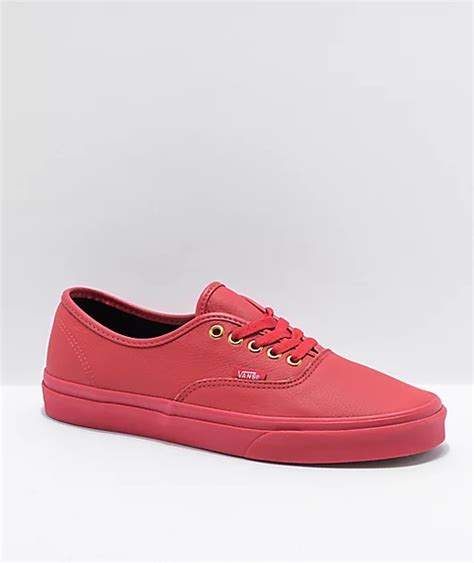 Vans Authentic Red Leather Skate Shoes