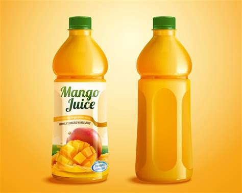 Premium Vector Mango Juice Product Mockup With Designed Label In 3d