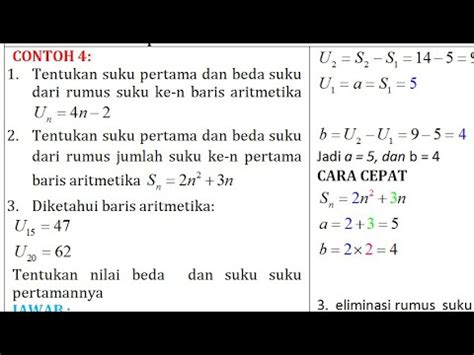 Suku Ke N Dari Rumus Un Dan Sn Baris Aritmetika Contoh Youtube