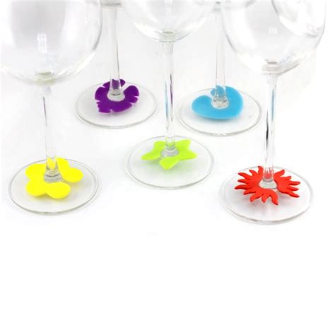 Eclectic Set Of Silicone Wine Glass Markers