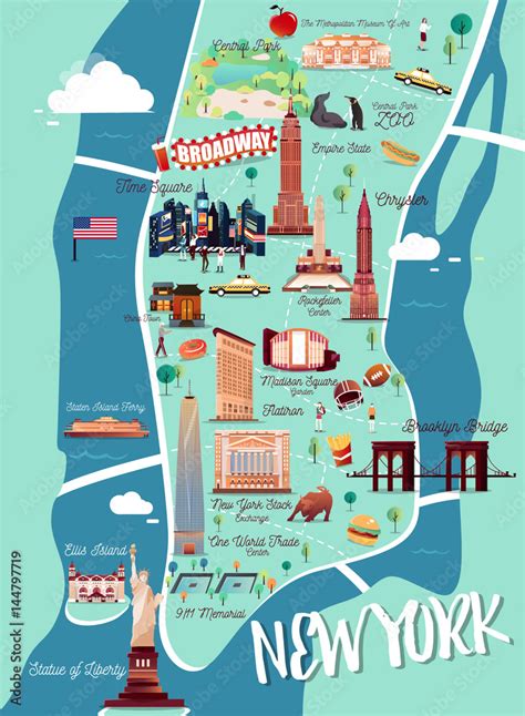 Stockvector New York Manhattan Illustration Map Adobe Stock