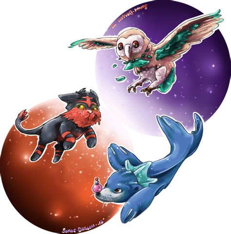 Sun Moon Starters By Sophie Dragon On Deviantart