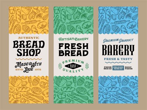 Bread Labels In Modern Style Bread And Packaging Design Templates For