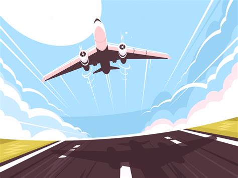 Airplane Illustration Flat Illustration Air Travel Travel Art