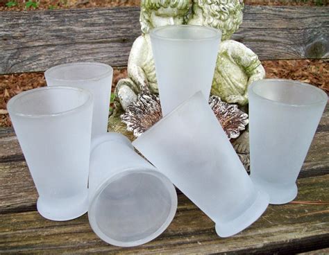 Vintage Frosted Drinking Glasses Set Of Six