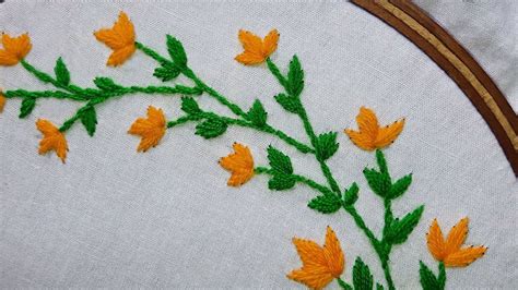 Hand Embroidery Stem Stitch Flower Design For Beginners Youtube