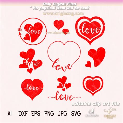 Valentine Hearts Svg Vector And Image Set For Cutting File Origin Svg Art