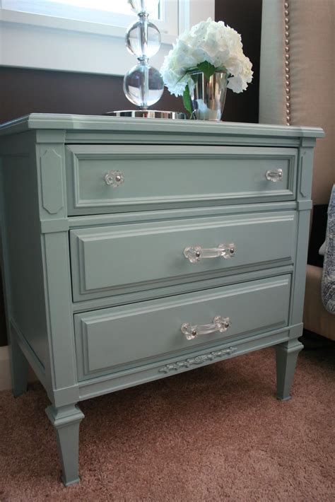 Refurbished furniture paint furniture repurposed furniture furniture projects furniture making furniture makeover bedroom furniture furniture design dresser makeovers. The paint color for the nightstands is Gulf Winds by Behr ...