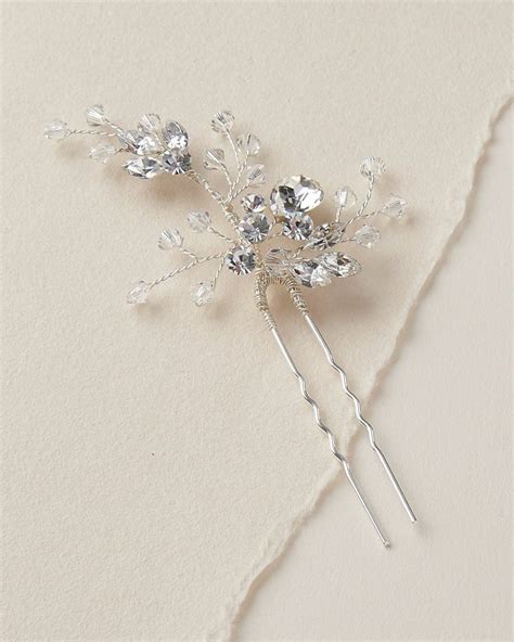 Silver Swarovski Crystal Bridal Hair Pinwedding Hair Pin Etsy Gold