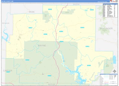Wayne County MO 5 Digit Zip Code Maps Basic