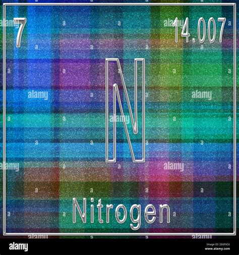 Elemento Químico De Nitrógeno Signo Con Número Atómico Y Peso Atómico