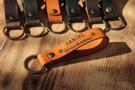 Personalized Leather Keychain For Men Custom Logo Key Chain Etsy
