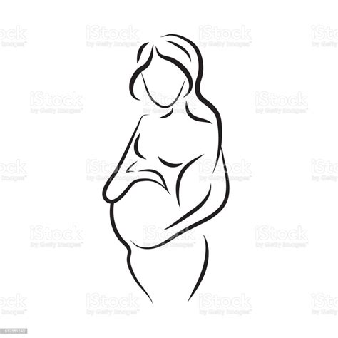 Pregnant Woman Silhouette Isolated Vector Symbol Stock Illustration