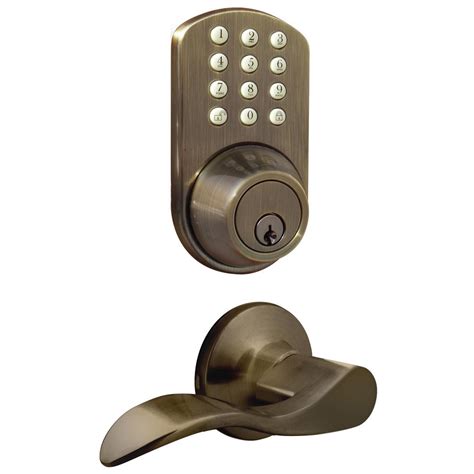 Milocks Antique Brass Keyless Entry Deadbolt And Lever Handle Door Lock
