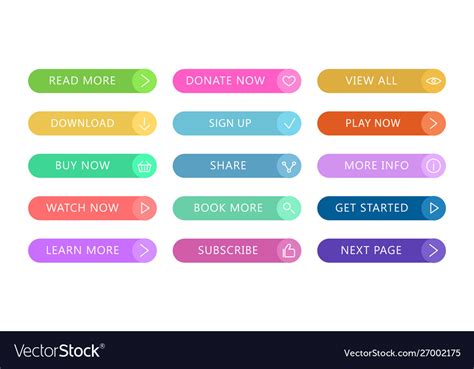 Color Buttons Flat Design Web And Ui Application Vector Image