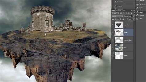 Photoshop Floating Island Castle Tutorial Youtube