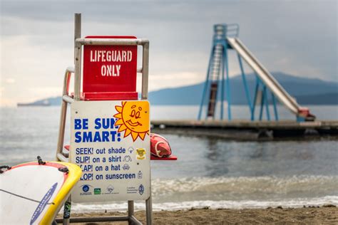 Free Image Of A Lifeguard Tower And Waterslide On English Bay In Vancouver
