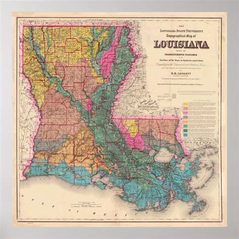 Vintage Geological Map Of Louisiana 1882 Poster Zazzle
